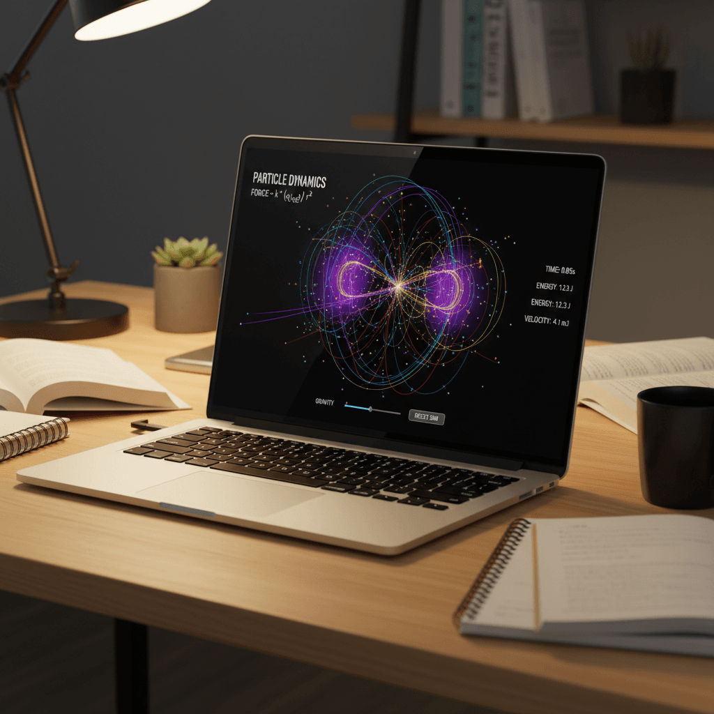Interactive physics simulation on computer screen