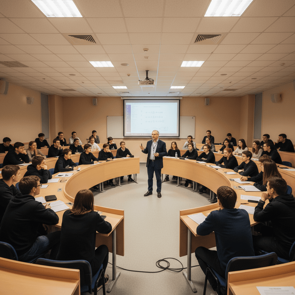Physics seminar with engaged student audience